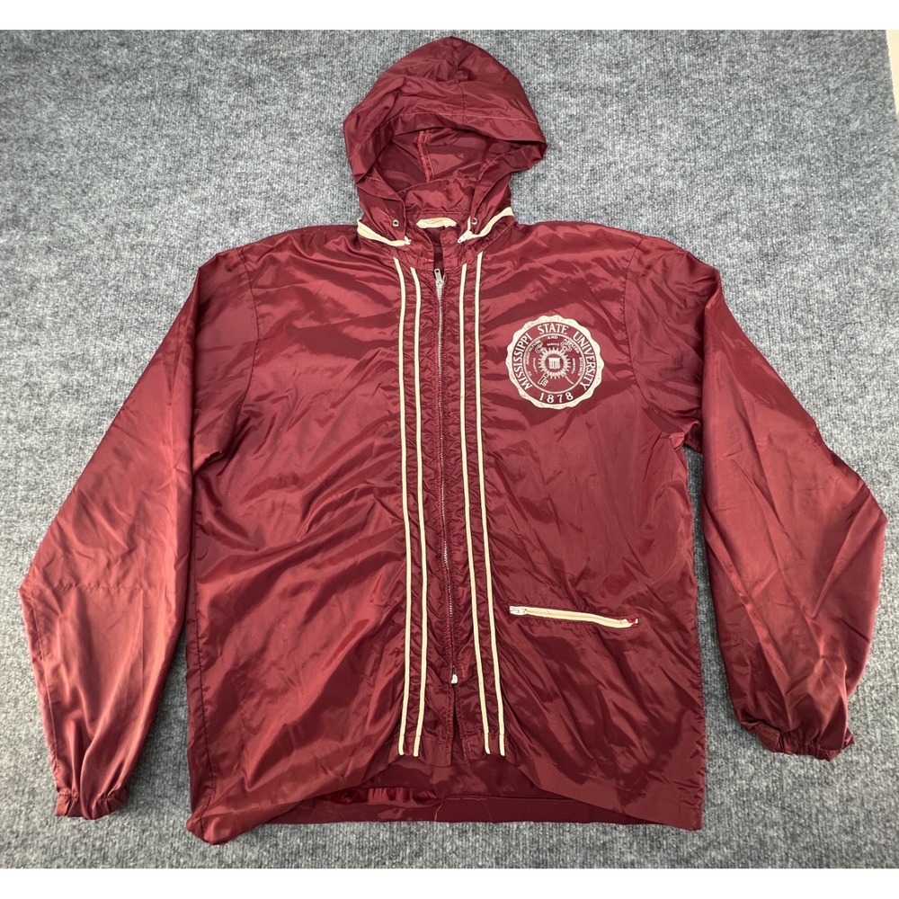 Champion Windbreaker Jacket Mens Medium Maroon Fair Mississippi State University